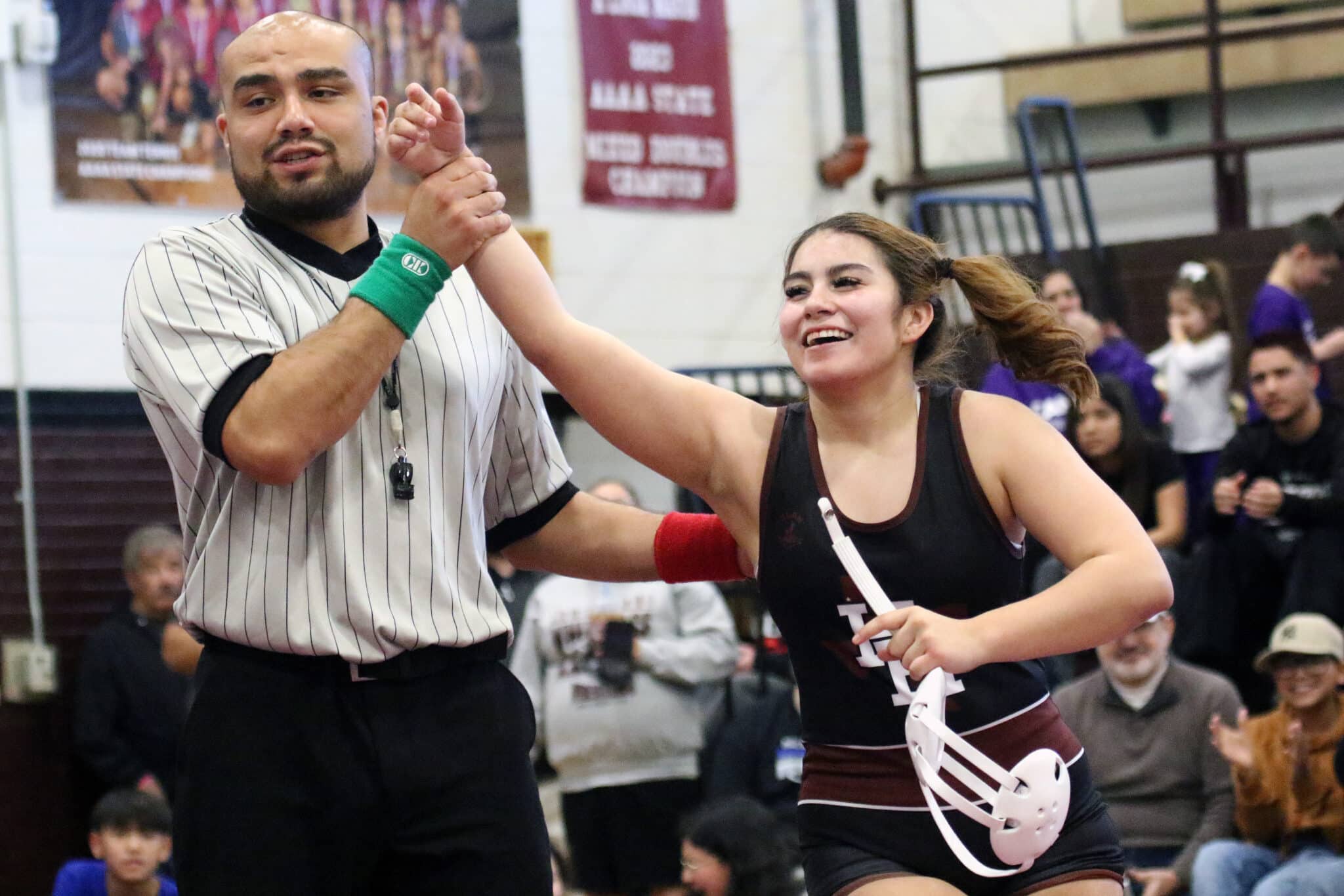 Hereford Rumble - Hereford Layla Ortiz gets hand raised - Girls 135 lbs championship | Press Pass Sports