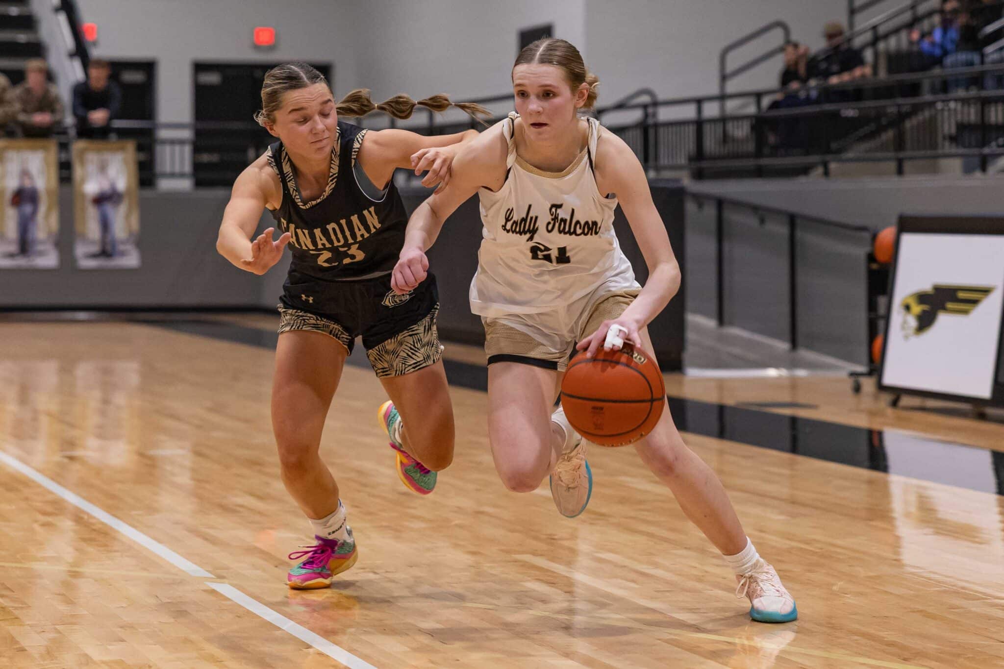 CHS-BHS-GBB-27 | Press Pass Sports Bushland Lady Falcons pull away in fourth quarter to beat Canadian in key 1-3A showdown