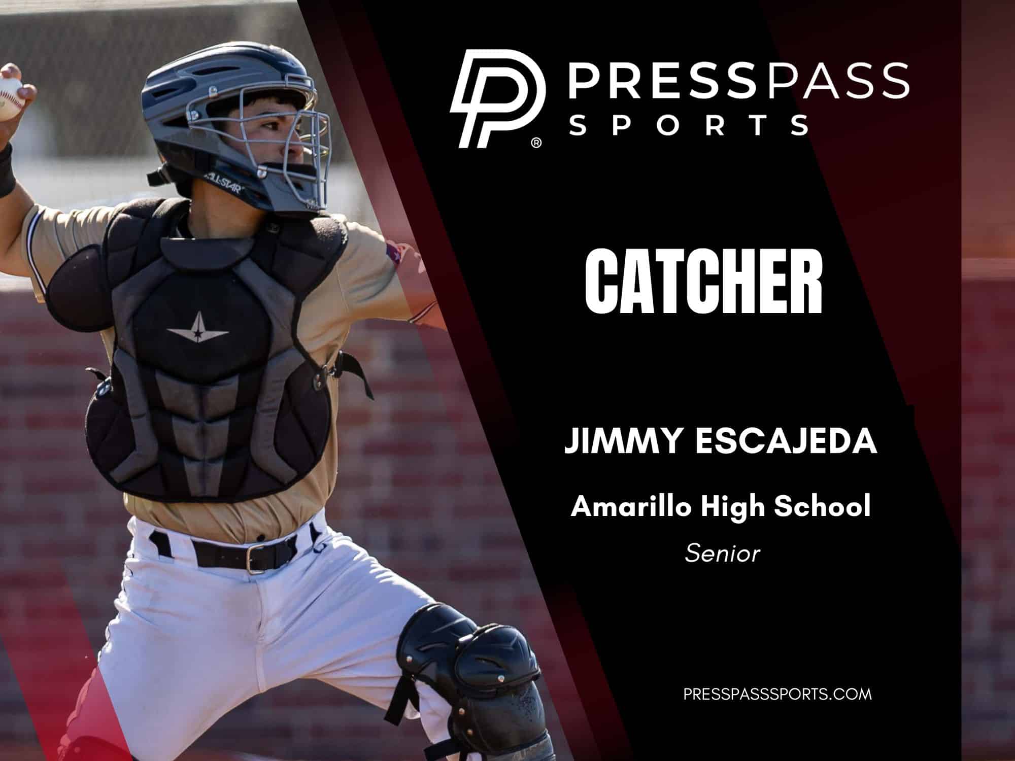 2026 Baseball Team of the year 7 | Press Pass Sports Baseball catcher in gear mid-throw on a field, with PRESS PASS SPORTS branding on the right and the word CATCHER.