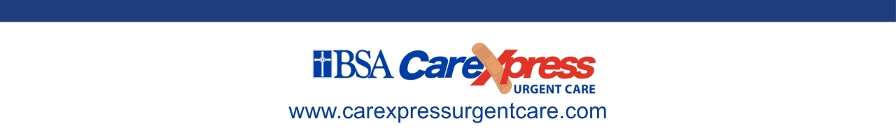 BSA CareExpress Urgent Care logo with the site www.careexpressurgentcare.com beneath it.