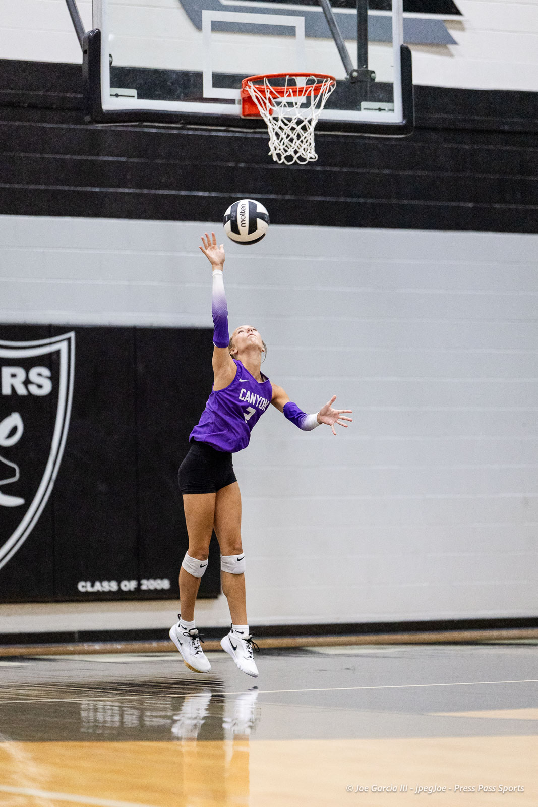 randall-showcase-2026-jpegJoe-pps-15 | Press Pass Sports Woman volleyball player in a purple jersey leaps to spike the ball toward the hoop in a gym."