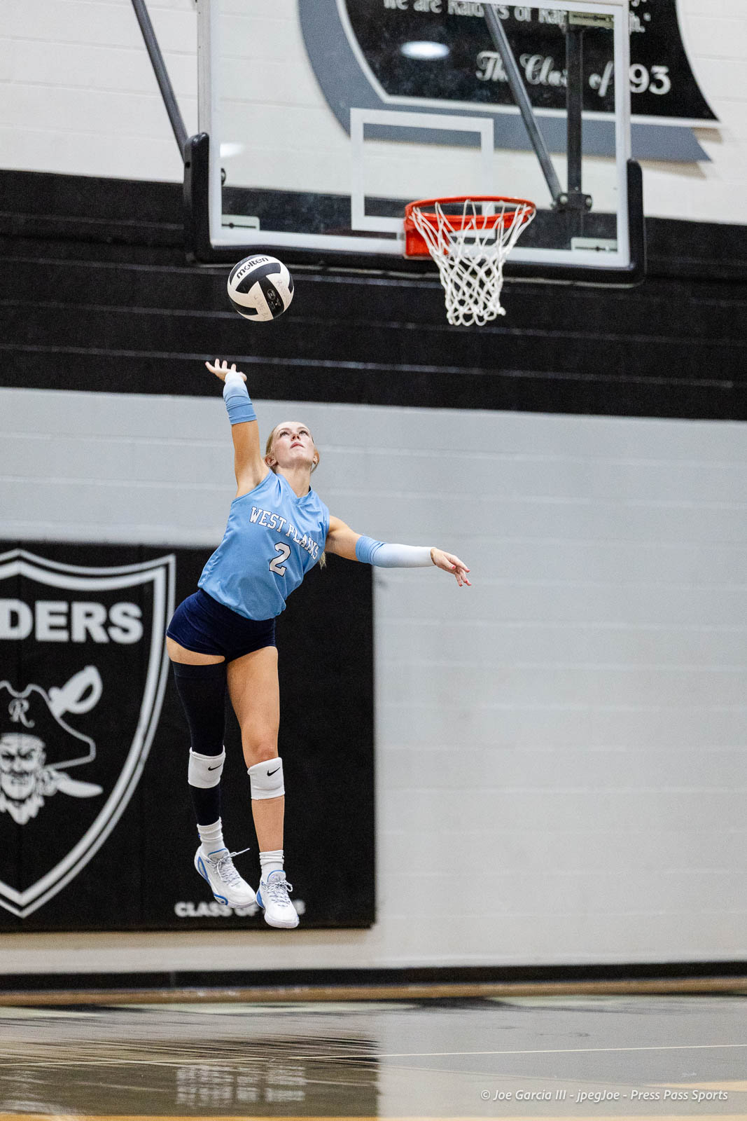 randall-showcase-2026-jpegJoe-pps-39 | Press Pass Sports West Plains volleyball player #2 jumps to spike the ball in a gym.