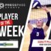 Copy of 2023 Athlete of the Week 81 | Press Pass Sports Poster for Press Pass Sports announcing 'Player of the Week' with a volleyball player reaching for a ball.